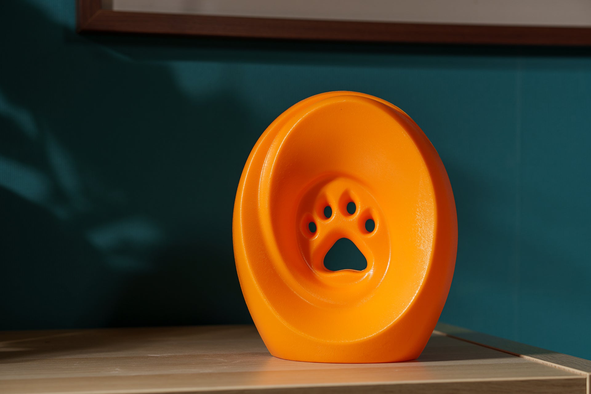 Spiritails Paw urn orange. Pet urn -Cat urn Dog Urn Memorial for pets