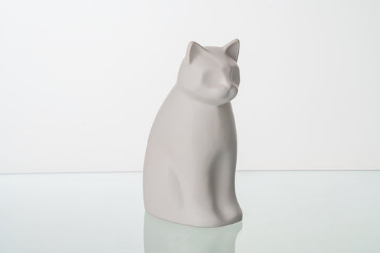 Meow Cat Urn White Matte