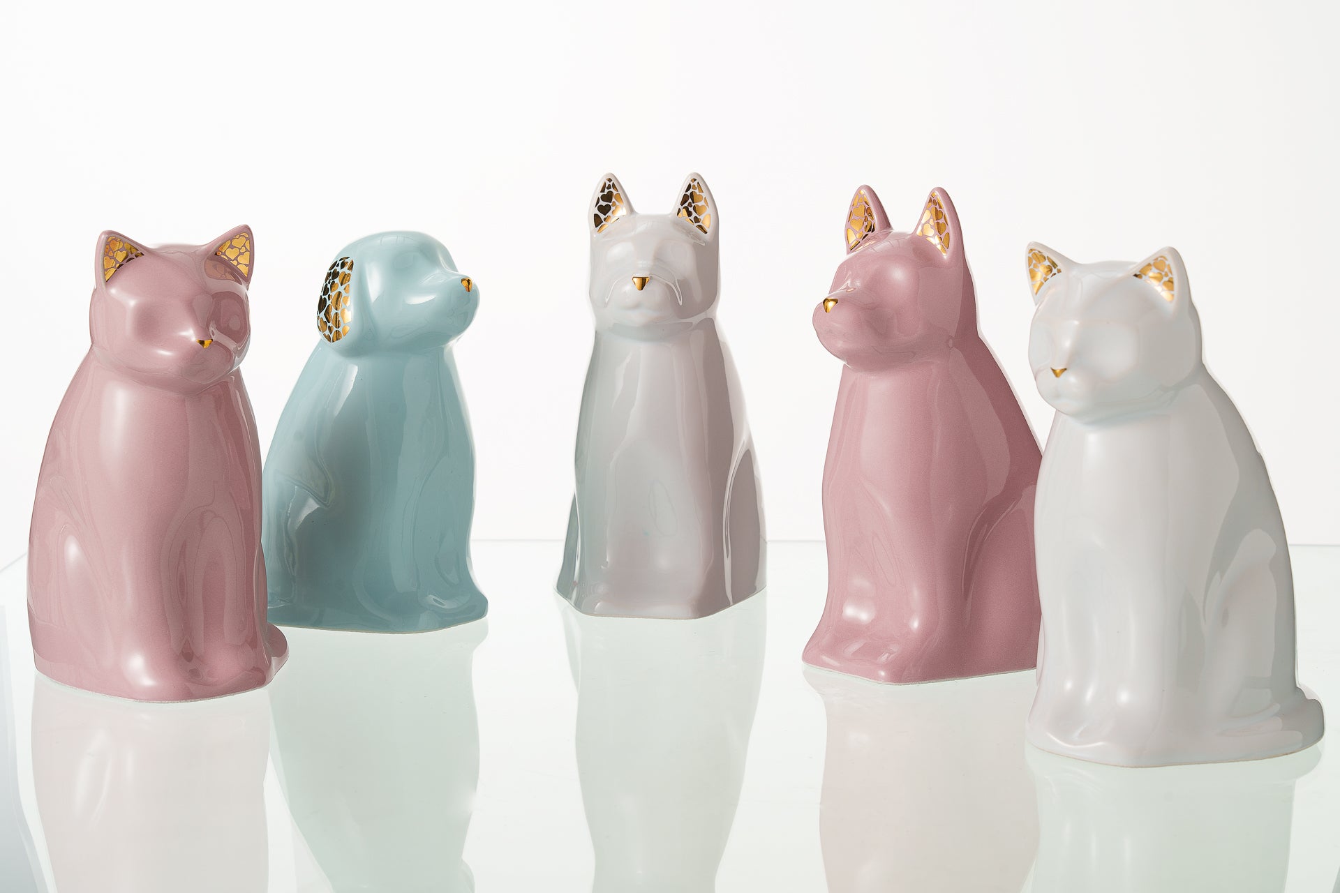 Meow Cat Urn White Matte