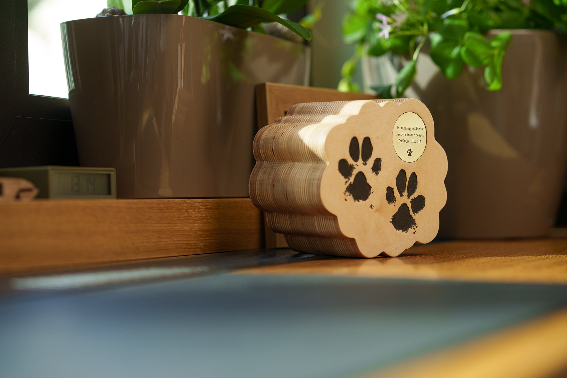 木製ペット骨壷「Paw」 - ハンドメイド | 合板