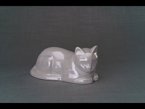 猫の火葬遺灰壷  - パーリーホワイト | セラミック | 手作り