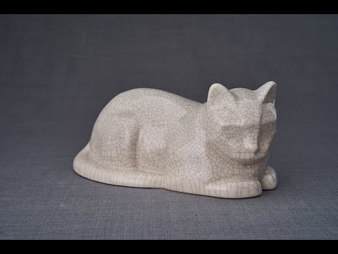 猫の火葬遺灰壷  - ベージュグレー | セラミック | 手作り